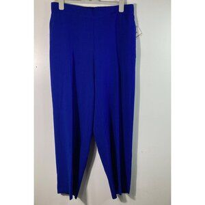 Womens Kasper Pull On Straight Leg Trousers 1X Royal Blue NWT Pockets Stretch Wa